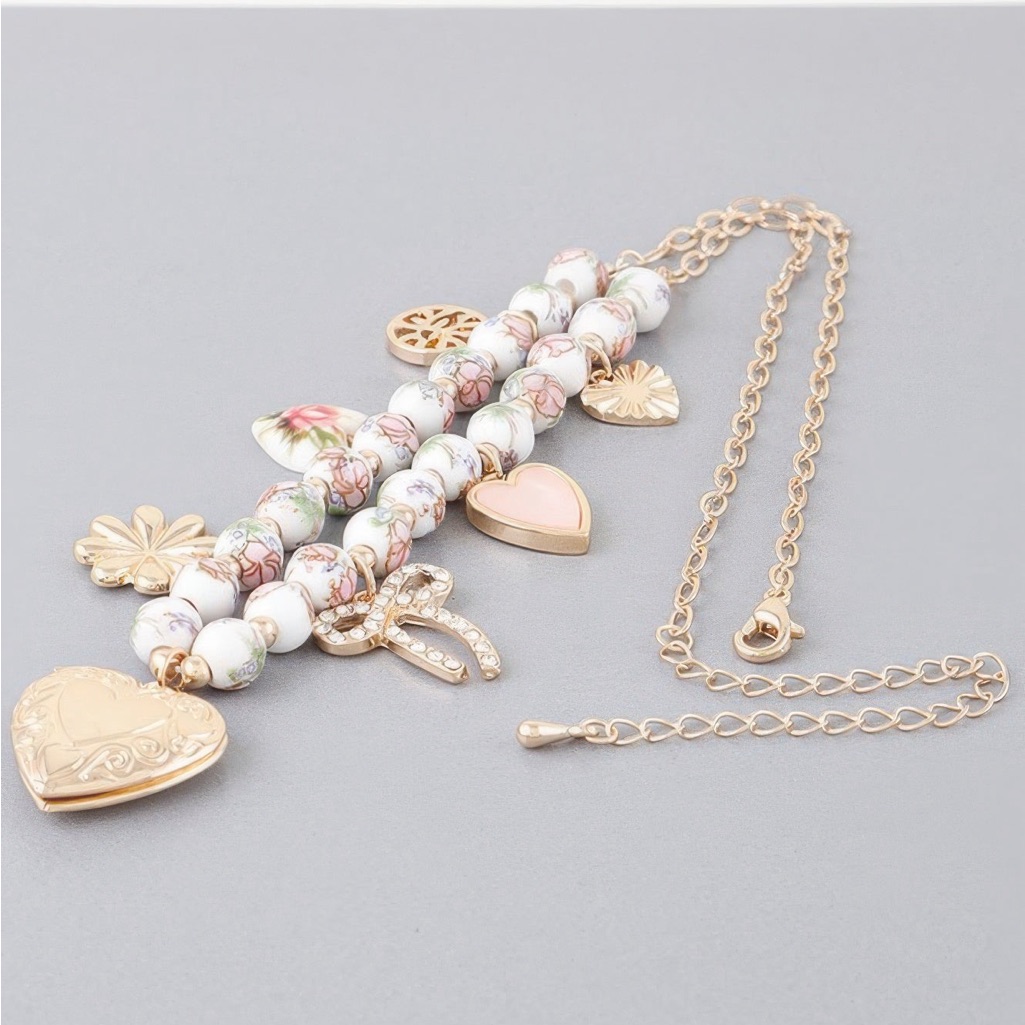 Vintage Heart Charms Necklace